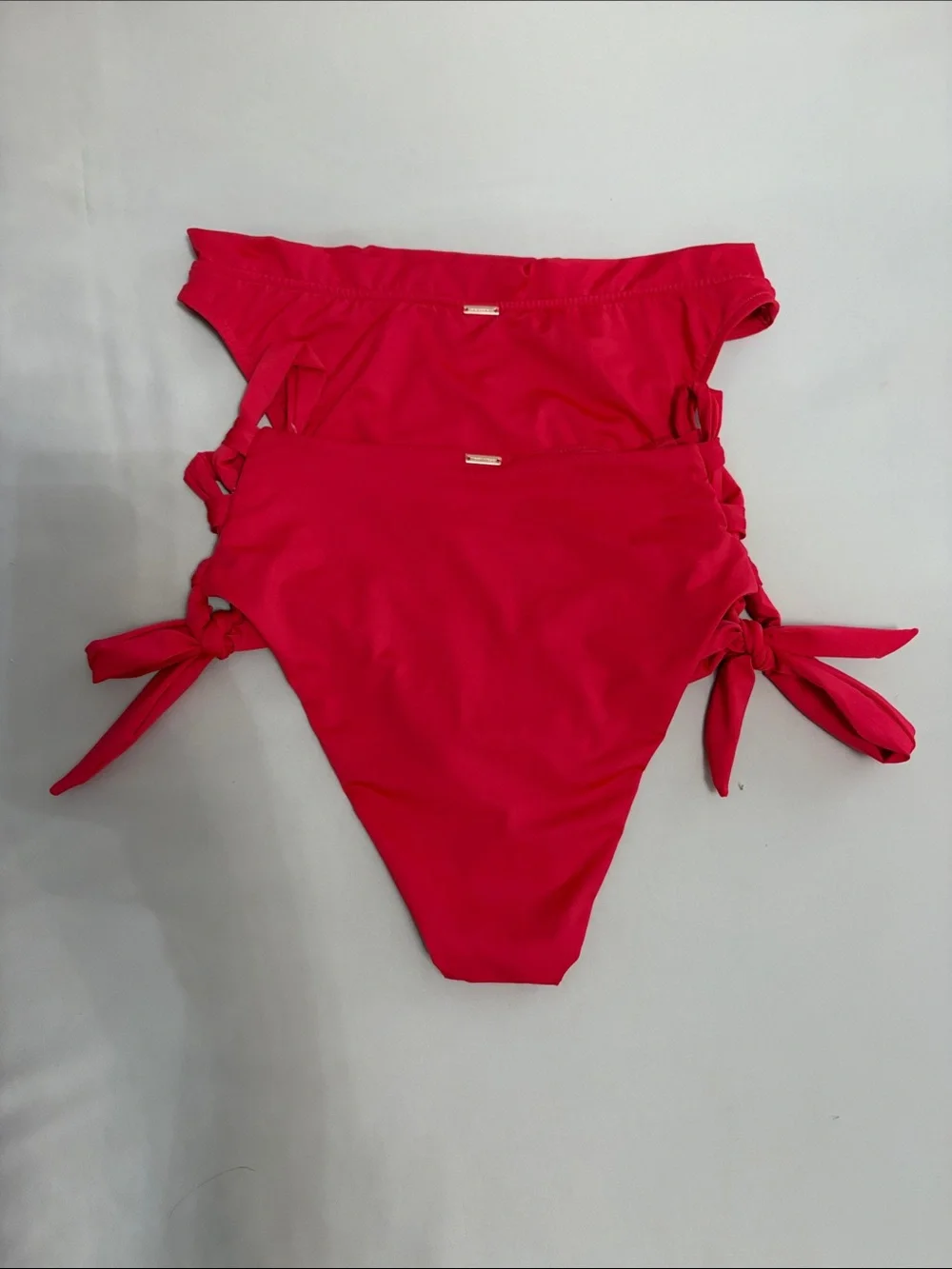 Red Tie-Detail Bikini Set